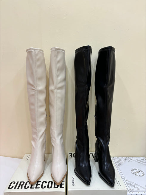 Pointed-Toe Side - zipper Long Boots